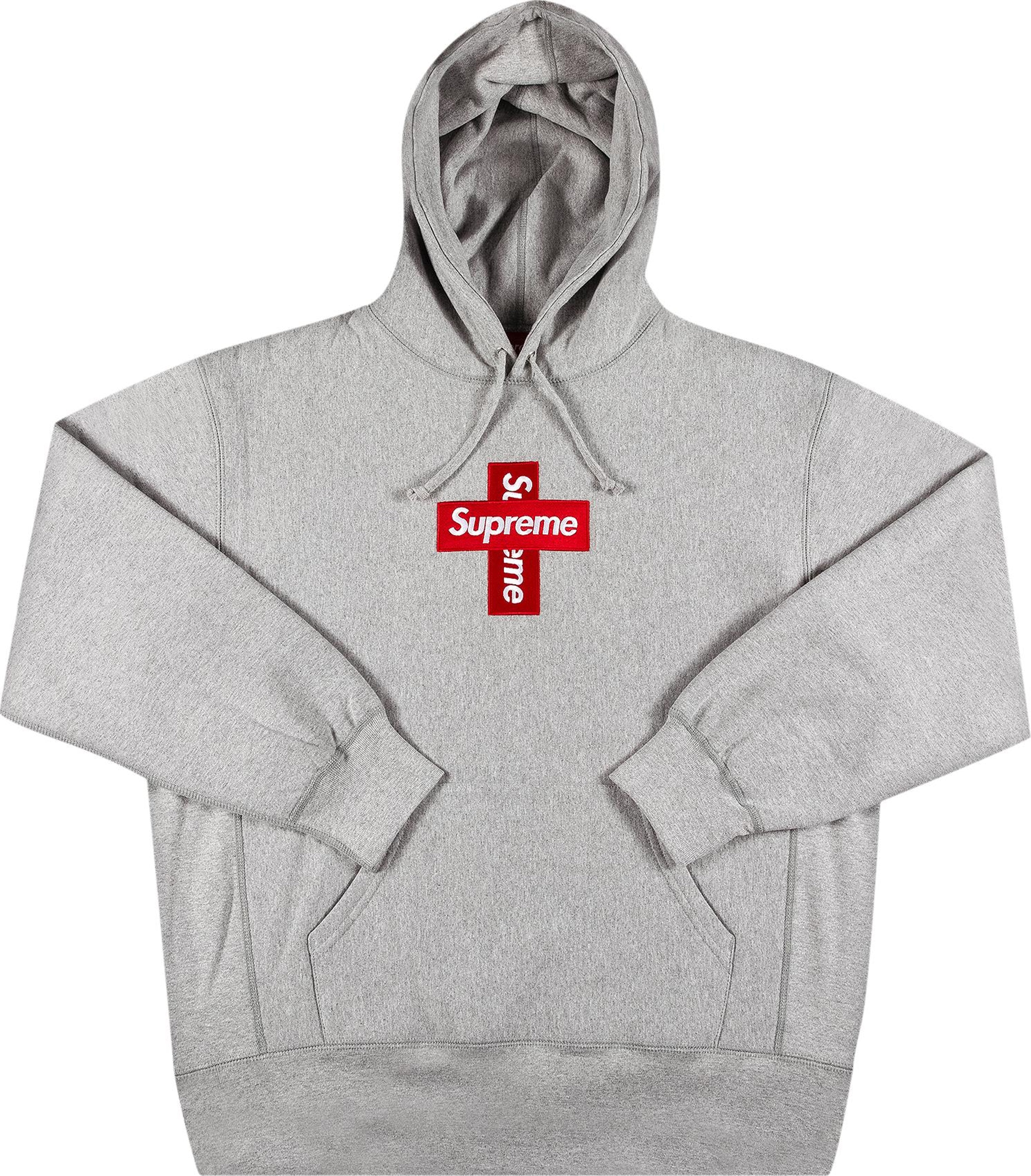 Supreme Cross Box Logo Hooded Sweatshirt 'Heather Grey
