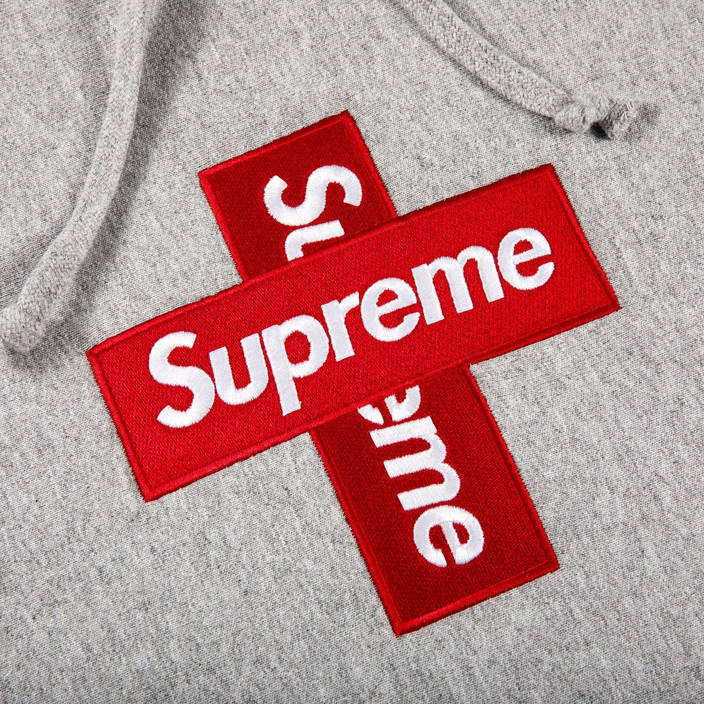 Supreme Cross Box Logo Hooded Sweatshirt 'Heather Grey'