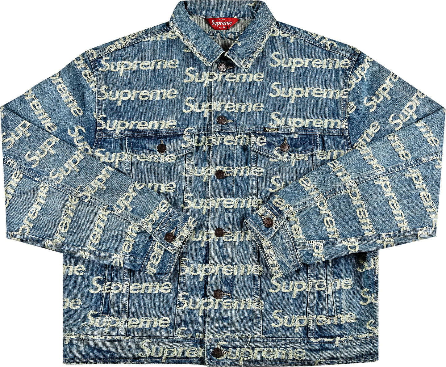 Supreme Frayed Logos Denim Trucker Jacket 'Blue'