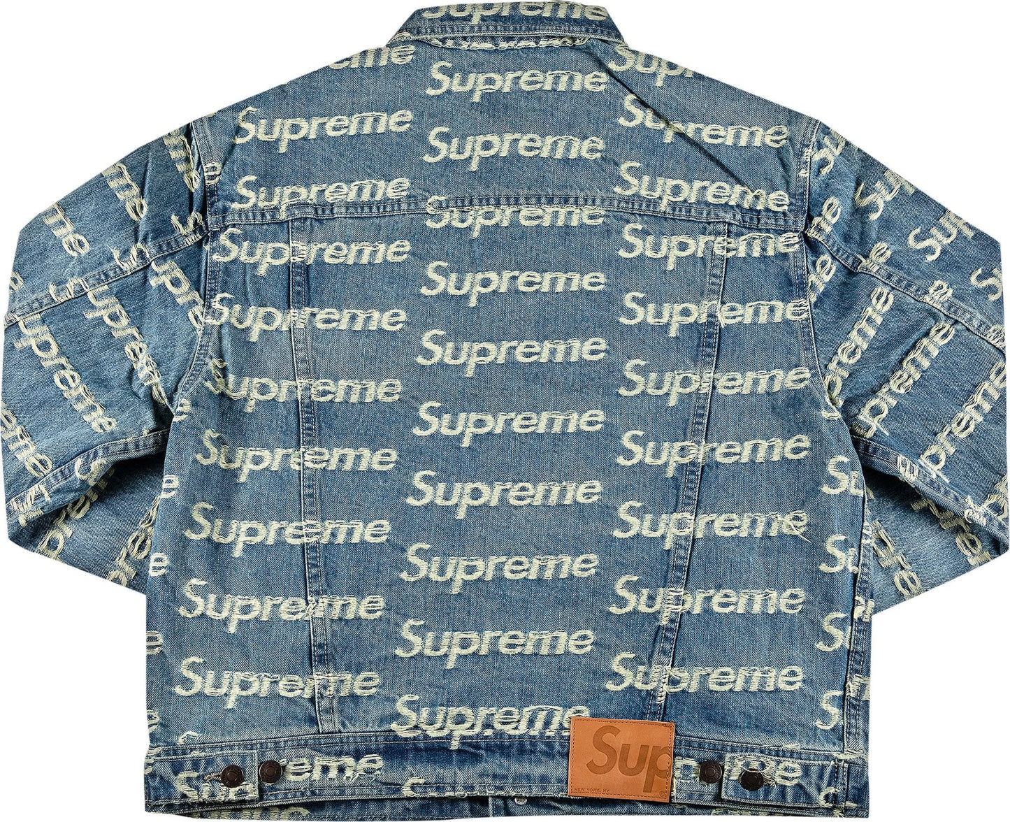 Supreme Frayed Logos Denim Trucker Jacket 'Blue'