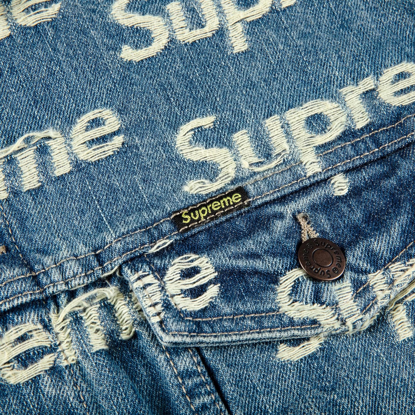 Supreme Frayed Logos Denim Trucker Jacket 'Blue'